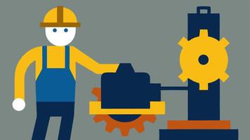Unsafe Machinery A worker operating outdated and dangerous machinery with visible signs of wear and rust portraying the risks of working without proper equipment maintenance.. vector