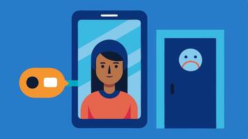 Home Security System A residential doorbell camera capturing a visitors face with an alert on a homeowners smartphone indicating that facial recognition has identified the guest.. vector
