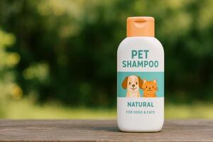 Natural Pet Shampoo for Dogs and Cats Displayed Outside in a Sunny Environment photo
