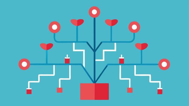 decisión árbol sobrecargar un visual de un decisión árbol ese se convierte cada vez más complejo con también muchos ramas demostración un sobrecargar de opciones.. vector