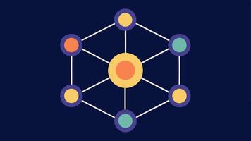 Decentralized Structure A large circle in the center surrounded by smaller circles. Lines radiate from the central circle to each smaller circle signifying connections between. vector