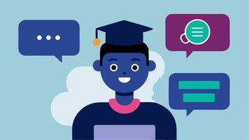 Language Learning Assistant A scene with a student practicing a new language using an AIdriven chatbot which provides realtime conversation and tailored vocabulary challenges.. vector