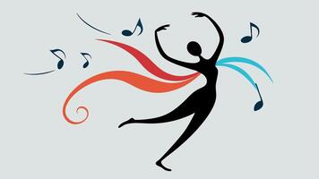 Dance Movement with Music Notes A dancer in midmotion with musical notes swirling around them capturing the freedom and emotional release that dance provides.. vector