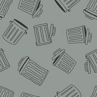 Outline Trash Can Seamless Pattern Background for Surface Print Fabric Fashion Wrapping vector