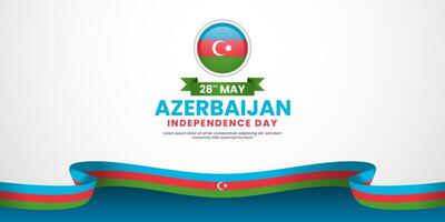 Azerbaijan independence day banner background 28th of May element with realistic waving flag vector