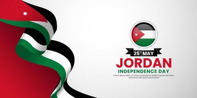 Jordan independence day banner background 25th of May design with realistic waving flag vector