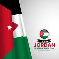 Jordan flag for jordan independence day background with realistic flag vector