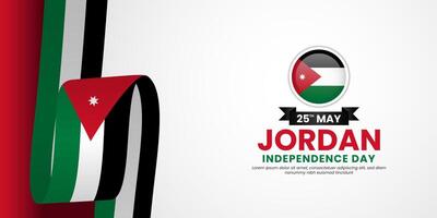 Jordan independence day banner background 25th of May element with realistic waving flag vector