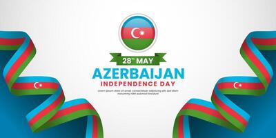Azerbaijan independence day background 28th of May design element with realistic waving flag vector