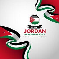 Jordan independence day greeting card, square banner background with realistic 3D National flag vector