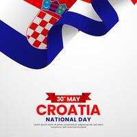 Croatia flag for independence day square banner background with realistic flag vector