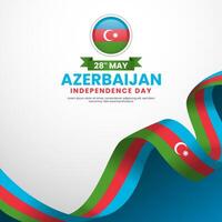 Azerbaijan independence day greeting card, square banner background with National flag vector