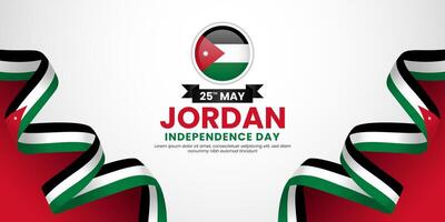 Jordan ribbon flag for National day background. Template for independence day banner design vector