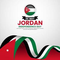 Jordan independence day square banner background with realistic 3D National flag vector
