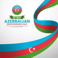 Azerbaijan independence day greeting card, square banner background with realistic 3D National flag vector