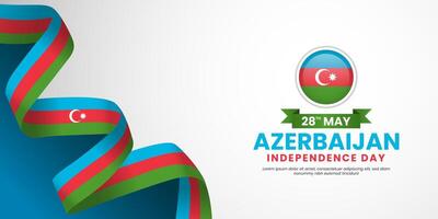 Azerbaijan independence day banner background 28th of May design element with realistic waving flag vector