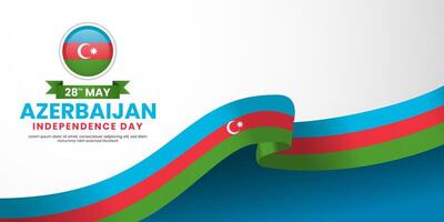 Azerbaijan independence day banner background design element with realistic waving flag vector