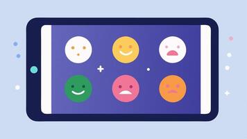 Mood Tracker Dashboard A dashboard view on a tablet showing different mood icons happy sad anxious with timestamps highlighting changes over days or weeks.. vector