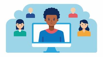 Hiring Discrimination An showing a job applicant with diverse backgrounds facing a computer screen displaying biased criteria highlighting unequal opportunities in. vector