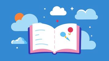 Dream Journal An open journal with sketches of dreams and aspirations alongside whimsical clouds capturing the significance of having dreams and goals in life.. vector
