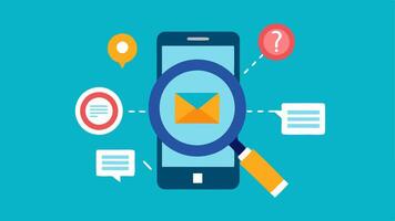 Magnifying Glass on Phone A smartphone under a magnifying glass with digital data like emails and messages swirling around demonstrating the scrutiny of personal information.. vector