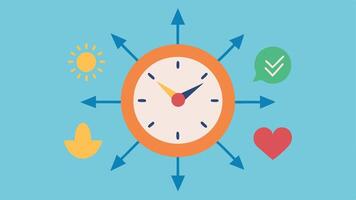 Clock with Positive Affirmations A clock featuring positive affirmations instead of numbers reinforcing the idea that time can be used for selfreflection and growth.. vector