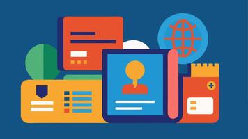Identity Documents Overlap A graphic showing various identification documents like ID cards and passports blending into a digital screen highlighting the merging of physical and. vector