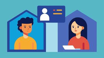 Virtual Conversations Two people in their separate homes chatting via call but with their faces turned away from the screens suggesting a lack of real emotional engagement.. vector