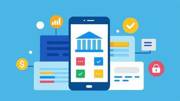 Mobile Banking Interface A smartphone screen displaying a clean userfriendly banking app layout featuring a balance overview transaction history and quick payment options.. vector