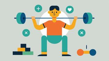Building Strength An illustration of a person lifting weights labeled with different coping strategies like therapy exercise journaling demonstrating personal growth and. vector