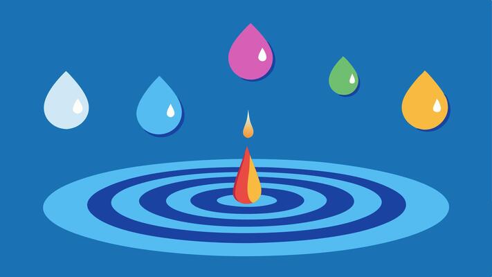 Emotional Raindrops Colorful raindrops falling and creating ripples in a pond symbolizing how expressing emotions can create a ripple effect of connection and strength in.