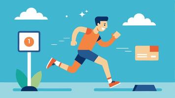 Marathon Runner A race track where a runner ing a focused individual is interrupted by digital distractions like popups ads and buzzing notifications trying to pull them. vector