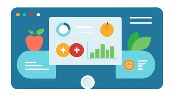 Nutrition Goal Tracking A visual dashboard showing a users nutritional goals e.g. calorie intake protein consumption being monitored and adjusted by an AI to keep the individual on. vector