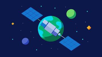 Lunar Base A small settlement on the moon featuring domed habitats landing pads and a small rover parked outside with the Earth visible in the background.. vector