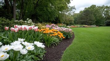 A flower garden with many different flowers photo