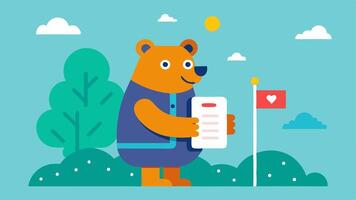 Playful Interaction In this illustration the bear is playfully interacting with a bird perched on its shoulder which seems to be reading the newspaper. The bears jacket features. vector