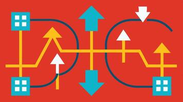 Grid Resilience An illustration of a flexible grid with arrows and pathways indicating multiple routes for electricity to travel symbolizing energy resilience and redundancy in. vector