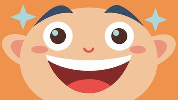 Joyful Expression A closeup view of a face bursting with laughter featuring wide sparkling eyes a big open mouth showing teeth and rosy . The eyebrows are arched high emphasizing. vector