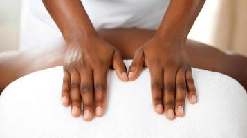 A woman getting a back massage photo