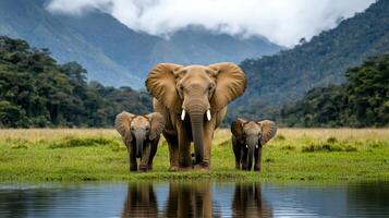 Elephant family in the wild photo