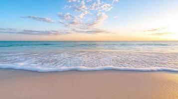 A beautiful beach scene with waves and sky photo
