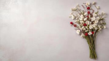 A bouquet of white and red flowers on a white background photo