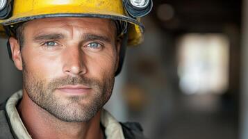 A man wearing a hard hat and helmet photo