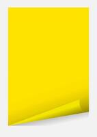 yellow paper with curl corner, rectangle sheet with curled corner vector