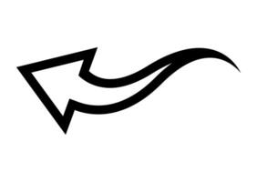black arrow outline icon, arrow line sign, arrow symbol for direction and button vector