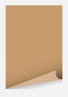 brown paper with curl corner, rectangle sheet with curled corner vector