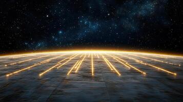 An image of a planet with glowing lines photo