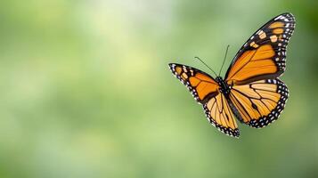 A monarch butterfly is flying in the air photo