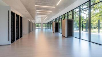 A long hallway with many servers in it photo