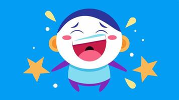 Scrunched Nose and Flailing Arms A character with a scrunchedup nose laughing so hard tears of joy are streaming down their face. Their mouth is open wide and their eyes are. vector